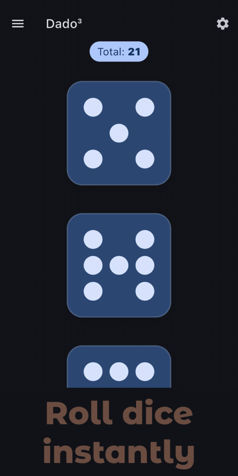 Dado³ — Your dice, always in your pocket
